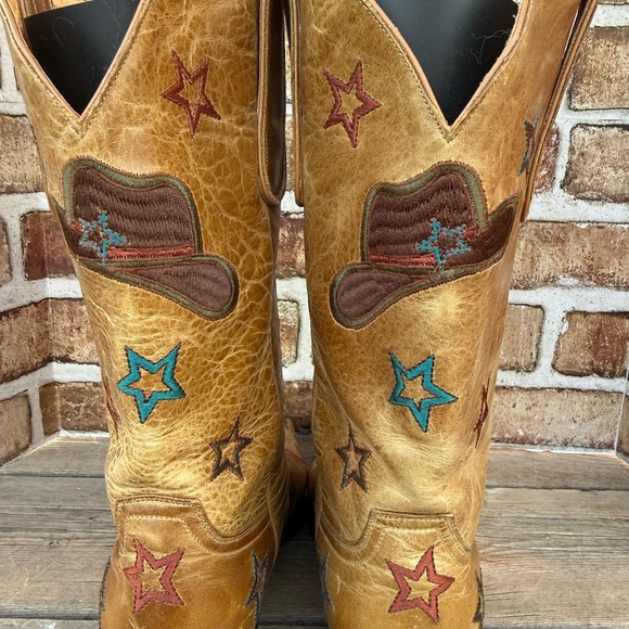 Old Gringo Tan Star and Hat Embroidered Boots - Picture 3 of 8
